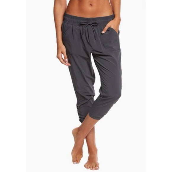 PrAna Womens Midtown Capri Crop Ruched Side Active Lightweight Pants Medium Gray - Picture 2 of 16